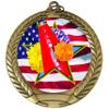 10 Pack of USA American Flag Theme Cheerleading Cheerleader Gold Medals Trophy Award with Red White Blue Neck Ribbons view 2