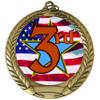 10 Pack of USA American Flag Theme 3rd Place Third Gold Medals Trophy Award with Red White Blue Neck Ribbons view 2