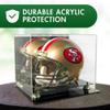 Collectible Supplies Football Helmet Display Case Full Size | Crystal Clear Acrylic Display Case | Dual Layered Black Base Helmet Case with Gold Risers | Counter Helmet Display | No Assembly Required view 2