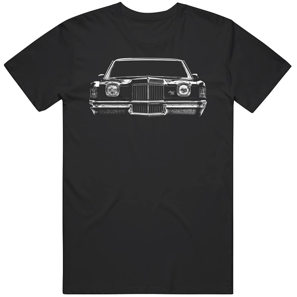 1971 Grand Prix Front Grill View Silhouette Classic Car T Shirt M Black