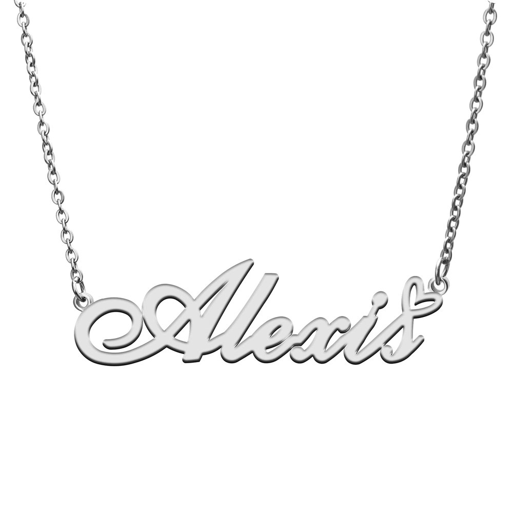 RONKAH Alexis Custom Personalized Name Necklace Pendant Necklace with Heart Customized Necklace Best Gift for Women Christmas Valentine's Day Mother's Day Birthday AG