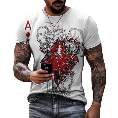 3D Poker Shirts for Men Funny Graphic Workout Tees Shirt Casual Short Sleeve Tshirt Vintage T Shirt Summer Shirts Men (Color 4,X-Large)