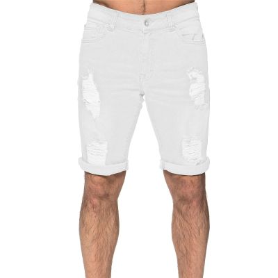 Maryia Men's Ripped Jean Shorts Casual Slim Fit Stretch Regular Straight-Fit Taper Inseam Cut-Off Denim Short