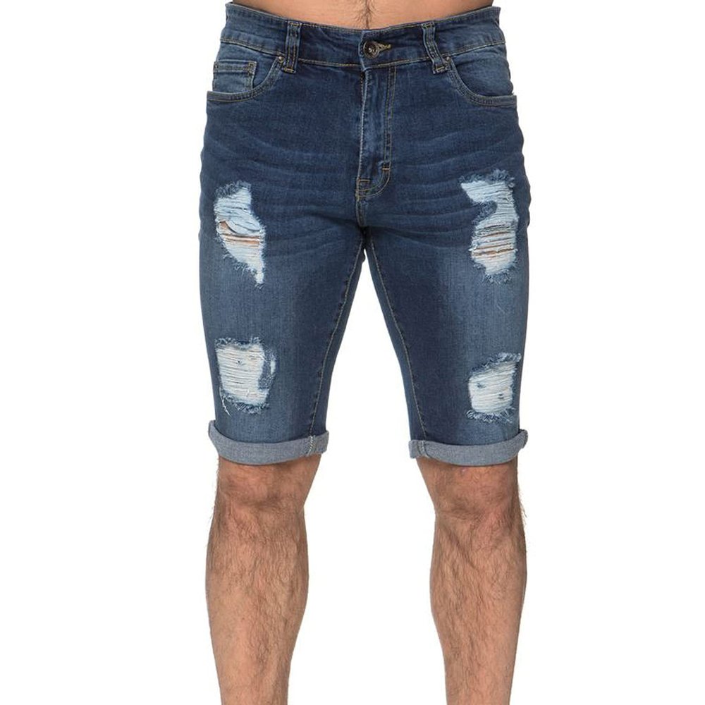 Maryia Men's Ripped Jean Shorts Casual Slim Fit Stretch Regular Straight-Fit Taper Inseam Cut-Off Denim Short