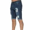 Maryia Men's Ripped Jean Shorts Casual Slim Fit Stretch Regular Straight-Fit Taper Inseam Cut-Off Denim Short view 2