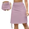 Cakulo Athletic Skorts for Woman Drawstring Knee Length Swim Golf Tennis Skirts Pocket Casual High Waist Skirt Purple S view 2