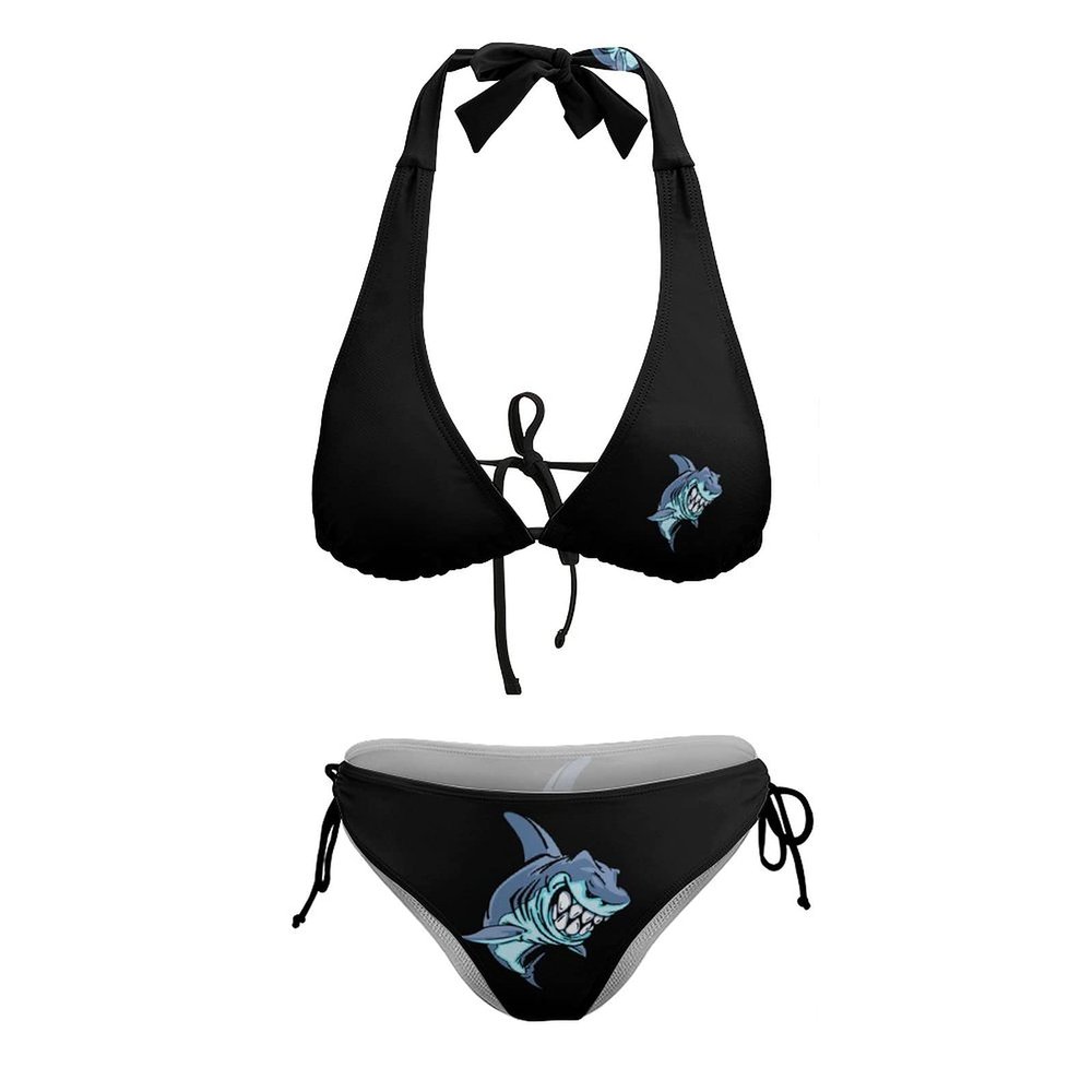 BAIKUTOUAN Smirk Shark Bikini Sets for Women Two Piece Swimsuit Sexy
