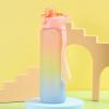DEARART 32oz Multi Pink Water Bottle, Detachable Straw Wide Mouth Motivational & Time Marker with Handle Easy Carried, Flip Up Lid Lock Feature, Suit Travel Office Yoga Gym School Work etc. view 1