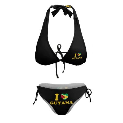 BAIKUTOUAN I Love Guyana Heart Flag Bikini Sets for Women Two Piece Swimsuit Sexy