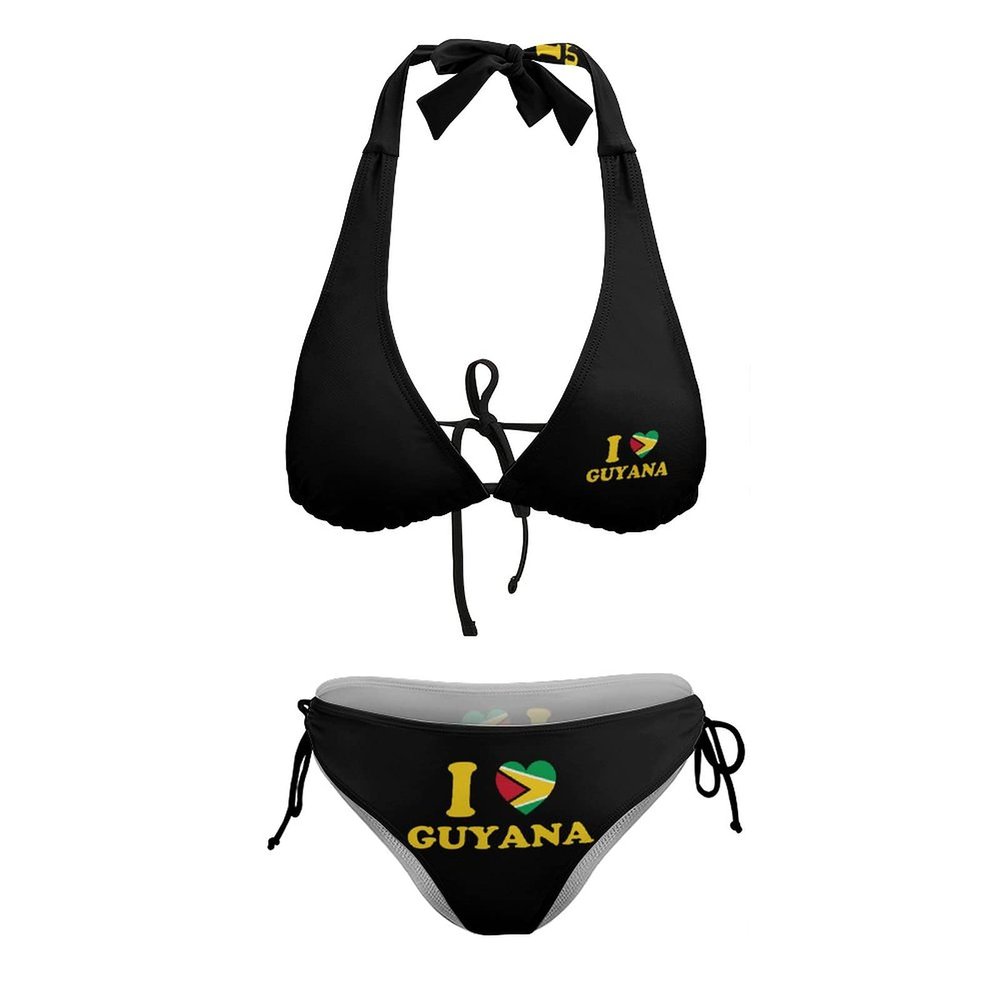 BAIKUTOUAN I Love Guyana Heart Flag Bikini Sets for Women Two Piece Swimsuit Sexy