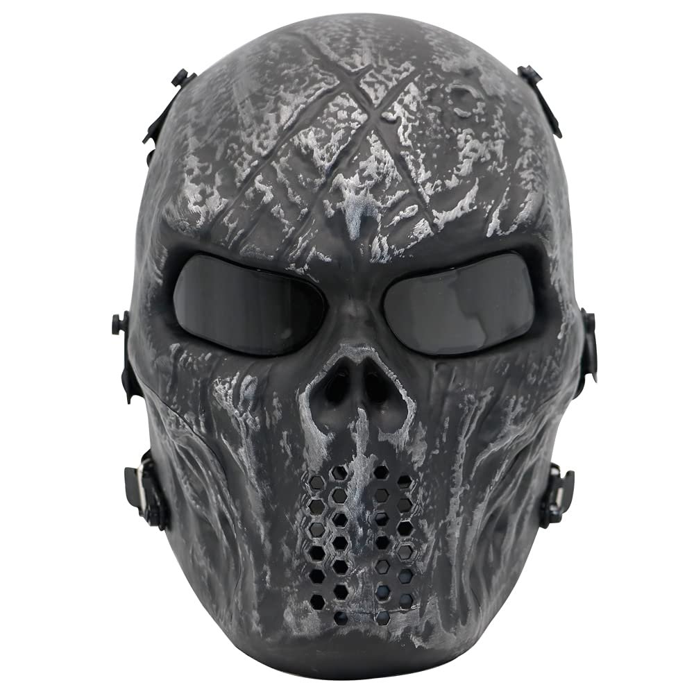 Fanjin Tactical Mask Skull Full Face Masks, Airsoft Mask, for Halloween Cosplay Party CS Survival Games Shooting