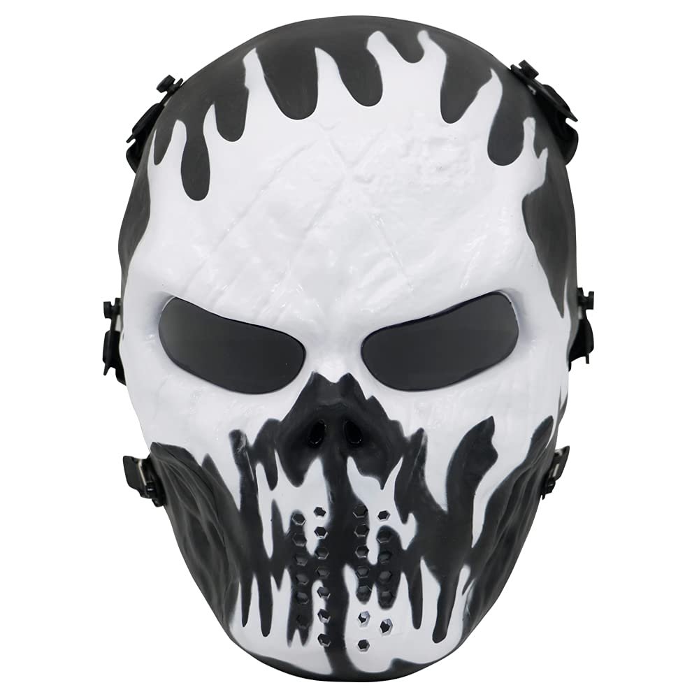 Fanjin Tactical Mask Skull Full Face Masks, Airsoft Mask, for Halloween Cosplay Party CS Survival Games Shooting