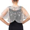 GMMDXD Net Yarn Sequins Small Shawl Dress Hedging Cloak Vest Short Sequins Outer Thin Section Female Prom Cape (Color : Scarlet) view 4