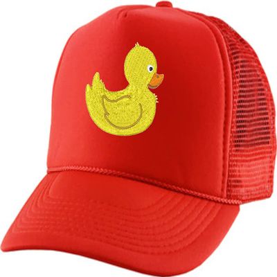 ALLNTRENDS Embroidered Duck Cap Rubber Ducks Trucker Hat for Adults Adjustable Baseball Cap (Red)