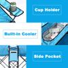 DOALBUN Double Portable Picnic Chair Folding Camping Chair W/Umbrella Table Beverage Holder Carrying Bag Cooler Fold Up Table for Patio Pool Park Outdoor Beach Camping Chair (Blue) view 4