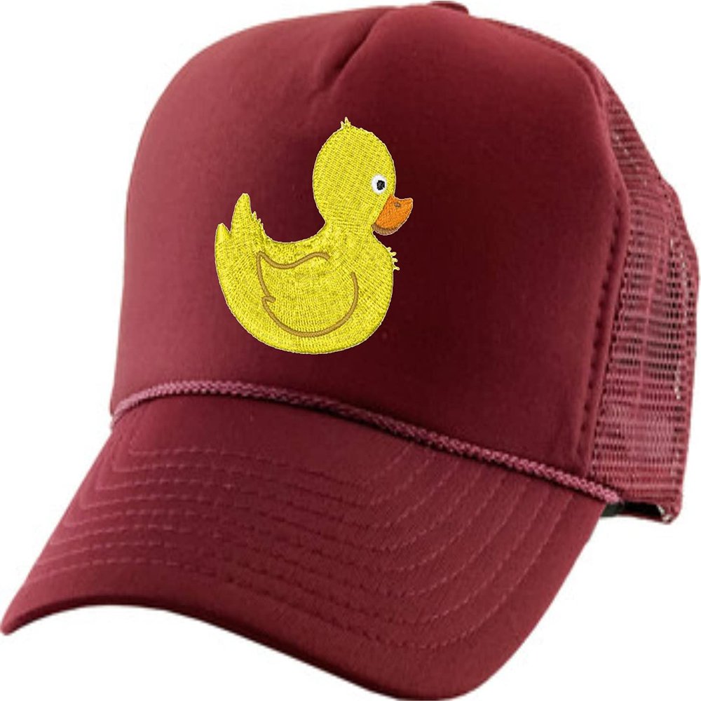 ALLNTRENDS Embroidered Duck Cap Rubber Ducks Trucker Hat for Adults Adjustable Baseball Cap (Maroon)