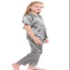 Horcute Kids Satin Short-Top and Long-Pants 2-Pieces Pajamas Sleepwears Set Gray 140# 6-7Y view 4