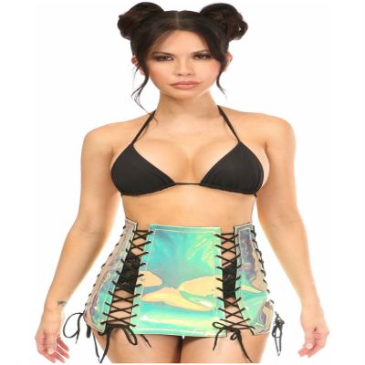 Mint Holo Lace-Up Skirt (2X)