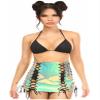 Mint Holo Lace-Up Skirt (2X) view 1