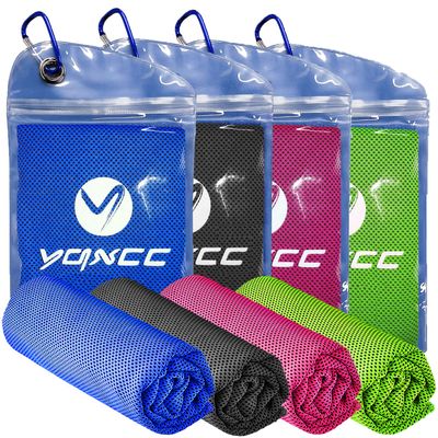 YQXCC Cooling Towels | 4 Pack 40"x12" | Cool for Neck | Microfiber Soft Breathable Chilly | for Sports, Yoga, Golf, Gym, Camping, Running, Workout & More Activities