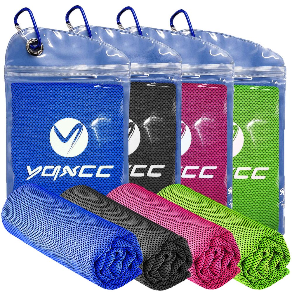 YQXCC Cooling Towels | 4 Pack 40"x12" | Cool for Neck | Microfiber Soft Breathable Chilly | for Sports, Yoga, Golf, Gym, Camping, Running, Workout & More Activities