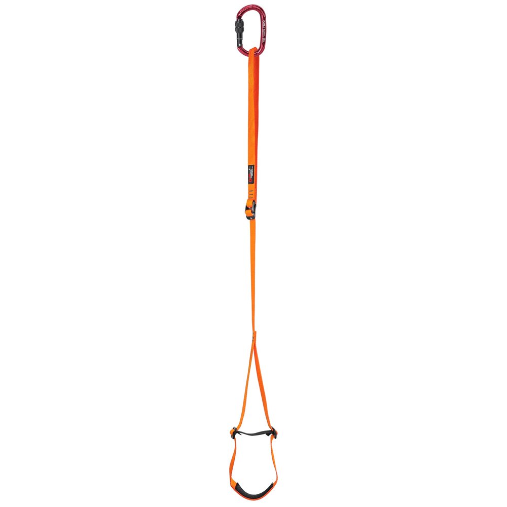 GM CLIMBING Orange Foot Loop Kit with Screw Lock Oval Carabiner, Ascender Sling Adjustable for Rope Ascending Arborist Caving SRT Rope Walking Frog Setup
