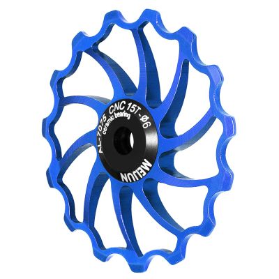 TUCKE Bicycle Ceramic Bearing Guide Wheel 14T/15T/16T Rear gear ratio AL-7050 CNC bike Rear chain wheel for mtb rod cycling accessories (Blue 15T)