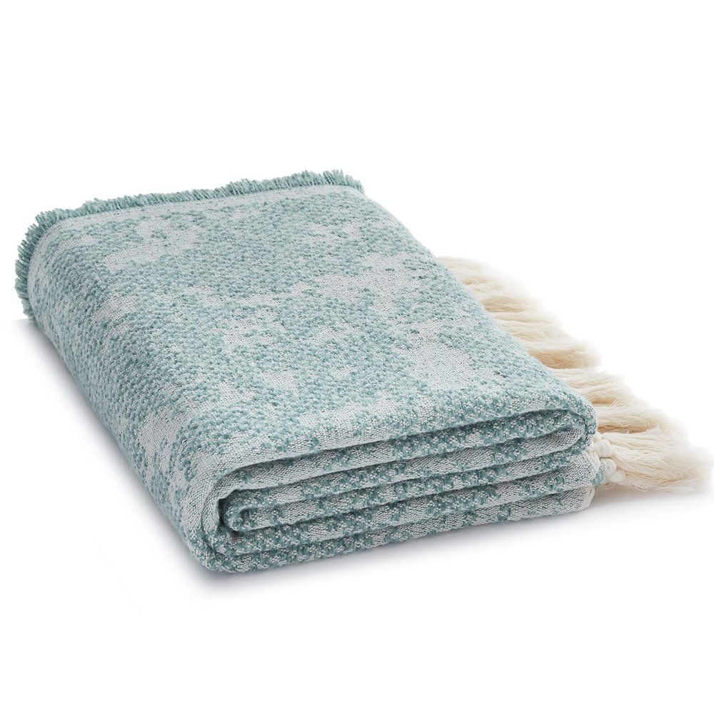SE SOFTEXLY Organic Cotton Blanket Twin Size, Breathable Soft Blanket, Summer Throw Blanket for Couch Bed Sofa(59" x 60",Green)