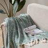 SE SOFTEXLY Organic Cotton Blanket Twin Size, Breathable Soft Blanket, Summer Throw Blanket for Couch Bed Sofa(59" x 60",Green) view 2