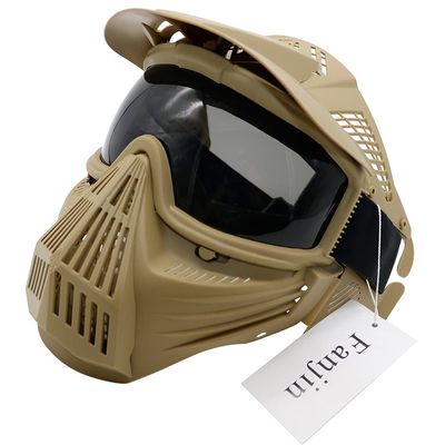 Paintball Mask, Airsoft Mask, Tactical Masks Full Face Gear with Goggles Impact Resistant for Hunting CS Survival Games Paintball Game Halloween Cosplay and Other Outdoor Activities (Tan, Gray Lens)