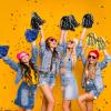 DILIBRA 24 Pcs Metallic Cheerleading Pom Poms, Cheerleaders Cheer Pom Poms with Baton Handle, Cheering Squad Hand Flower for Adults Kids Team Spirit Sports Game Dancing Party view 4