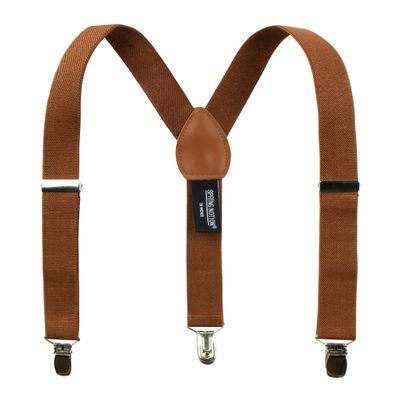 Spring Notion Boys' Elastic Suspenders with Leather Crosspatch Cognac Brown Small