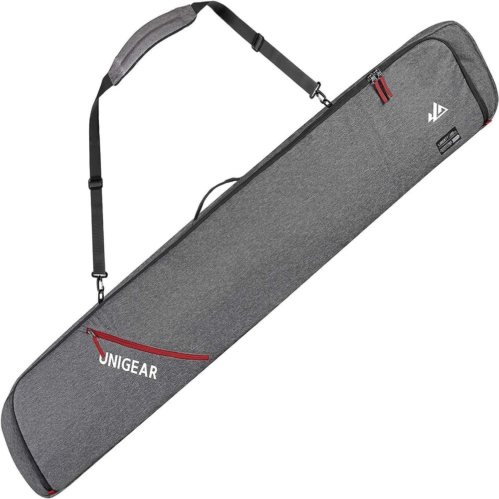 Unigear Snowboard Ski Bag for Air Travel, Reinforced Double Padded Snowboard Bag with 10mm EPE Dense, Water-Resistant and Durable up to 175cm Ski Snowboard Travel Bags for Flying (Grey, 155cm)