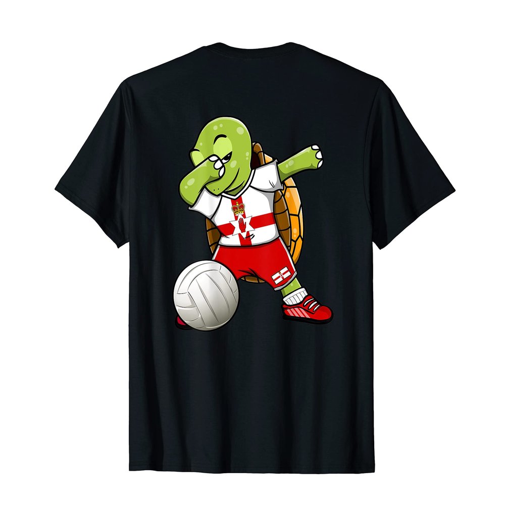 Dabbing Turtle Northern Ireland Volleyball Fans Jersey Flag T-Shirt