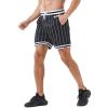 HEALONG Mens Retro Basketball Shorts: 5-7 Inch Inseam Heavyweight Pinstripe Style Double Layer Mesh with Deep Pockets - 90s Vintage Athletic Gym Casual - Black Stripes view 2