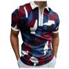 Maryia Classic Polo Shirts for Men Short Sleeve Zipper Casual Basic Twill Printed T-Shirts Workout Gym Golf Tee Tops, 5blue, Large view 1