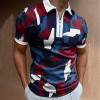 Maryia Classic Polo Shirts for Men Short Sleeve Zipper Casual Basic Twill Printed T-Shirts Workout Gym Golf Tee Tops, 5blue, Large view 2