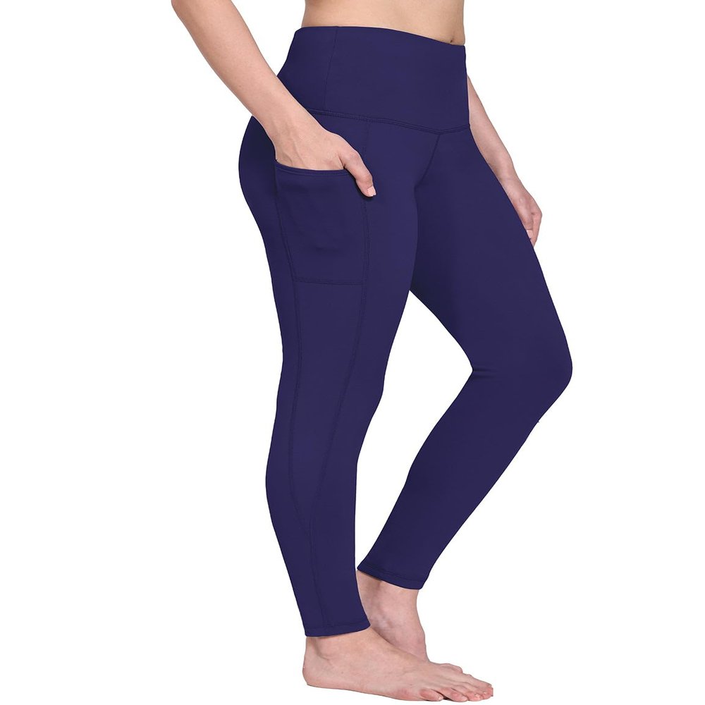 baleaf Fleece Lined Leggings Women Snow Waterproof Pants Thermal Warm Winter Yoga Cold Weather Gear with Pockets Navy S