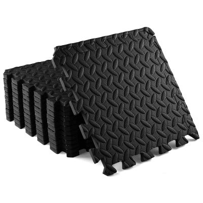 Soft Foam Puzzle Exercise Mat Protective Foam Floor Mats for Stationary Home Gym Equipment at Home Gym Flooring Fitness Equipment EVA Interlocking Tiles Each Foam Mat, Black, 30 x 30 x 1cm,32pcs