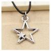 2Pcs Tibetan Hollow Double Star Pendant Necklace Choker Charm Black Leather Cord Handmade Jewelry view 2