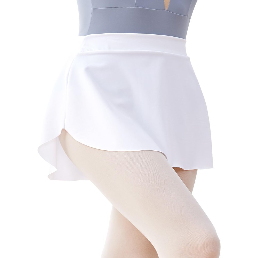 Daydance White Women Ballet Skirts Pull On Bullet Point Skirt for Dance