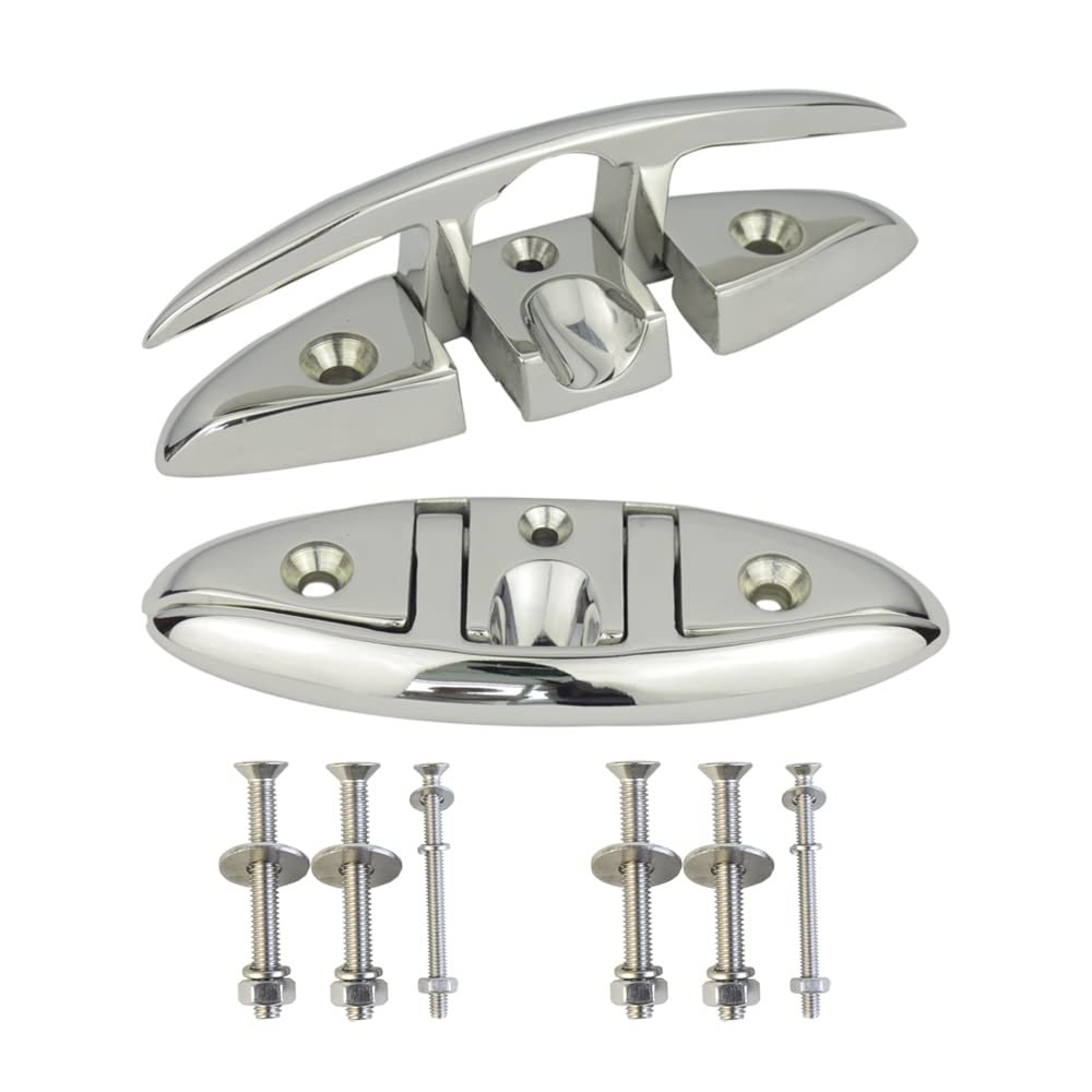 Ayunwei Marine Grade Dock Cleats 5" Folding Boat Cleat 316 Stainless Steel Flip Up Cleats for Boat Kayak and Decoration of 2 pcs