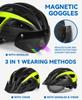 FUNWICT Adult Bike Helmet with Visor and Goggles for Men Women Mountain Road Bicycle Helmet Rechargeable Rear Light Cycling Helmet (L: 57-61 cm (22.4-24 inches), Black Yellow) view 2