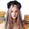 Day of The Dead Veil Headbands Black Halloween Rose Flower Headpiece Costume view 3