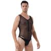 dPois Men's Breathable Thong Leotard Bodysuit High Cut Sissy Zipper Jumpsuit Clubwear Black Large view 3