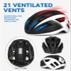 FUNWICT Adult Bike Helmet with Visor and Goggles for Men Women Mountain Road Bicycle Helmet Rechargeable Rear Light Cycling Helmet (L: 57-61 cm (22.4-24 inches), Black White) view 4