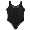 dPois Men's Breathable Thong Leotard Bodysuit High Cut Sissy Zipper Jumpsuit Clubwear Black Small view 4