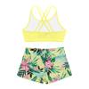 Nikiikoo Kids Girls 2-Piece Sports Dance Outfits Crop Tops with Booty Shorts Gymnastics Workout Activewear Set Lemon-Yellow 12-14 view 4