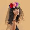 Day of The Dead Veil Headbands Black Halloween Rose Flower Headpiece Costume view 2