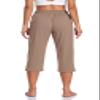 TARSE Womens Capri Yoga Pants Petite Loose Drawstring Capris Workout Sweatpants Casual Summer Soft Lounge PJ Crop Pants (Brown Tan,S) view 2